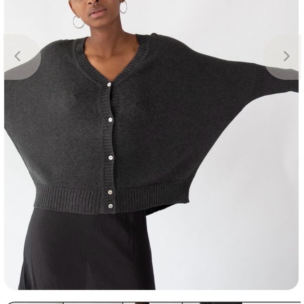 Erica Tanov sz 2 Charcoal Dolman Button-Front Sweater Cotton